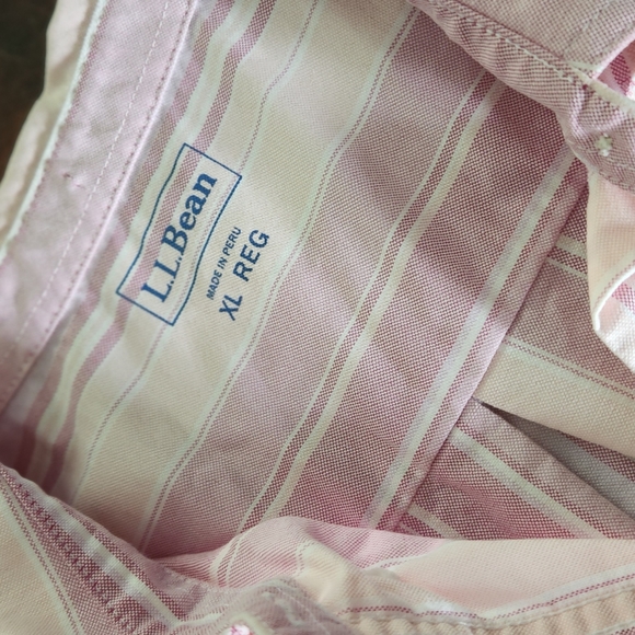 L.L.BEAN PINK STRIPED COTTON BUTTONS DOWN SHIRT - Picture 4 of 8